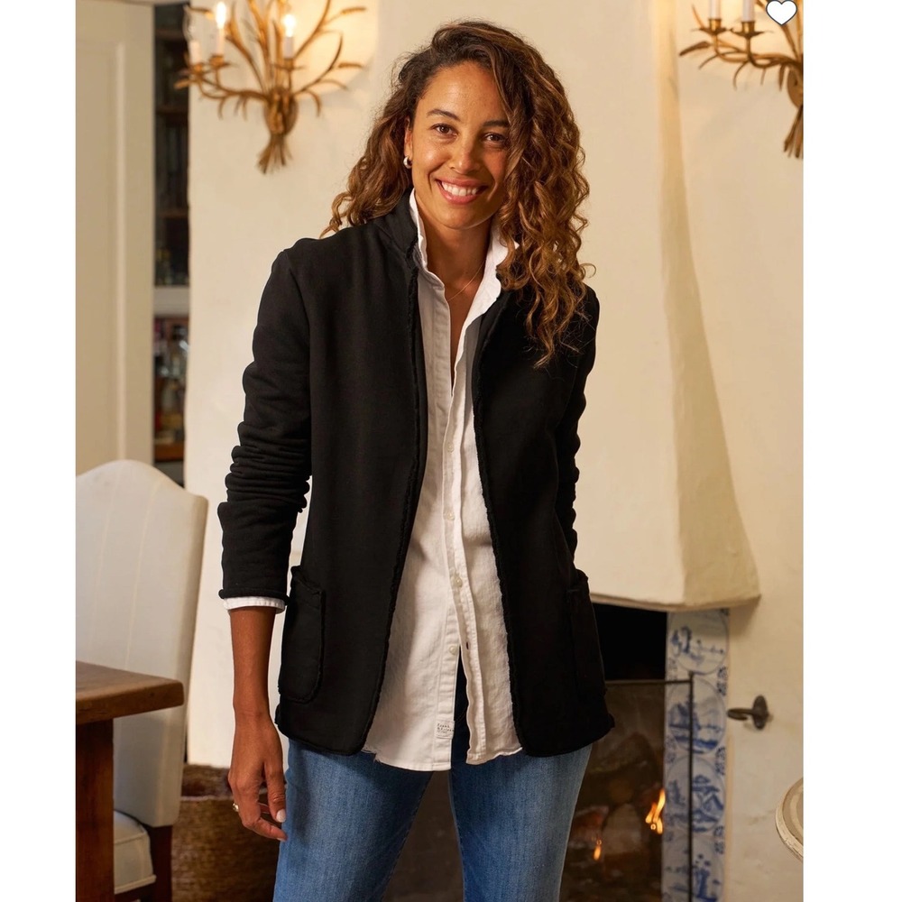 Frank & Eileen Belfast Sweatshirt Blazer Triple Terry Black Size Medium